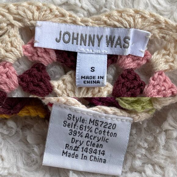 Johnny Was crochet granny square knit cardigan sweater tie front stevie - Picture 4 of 14